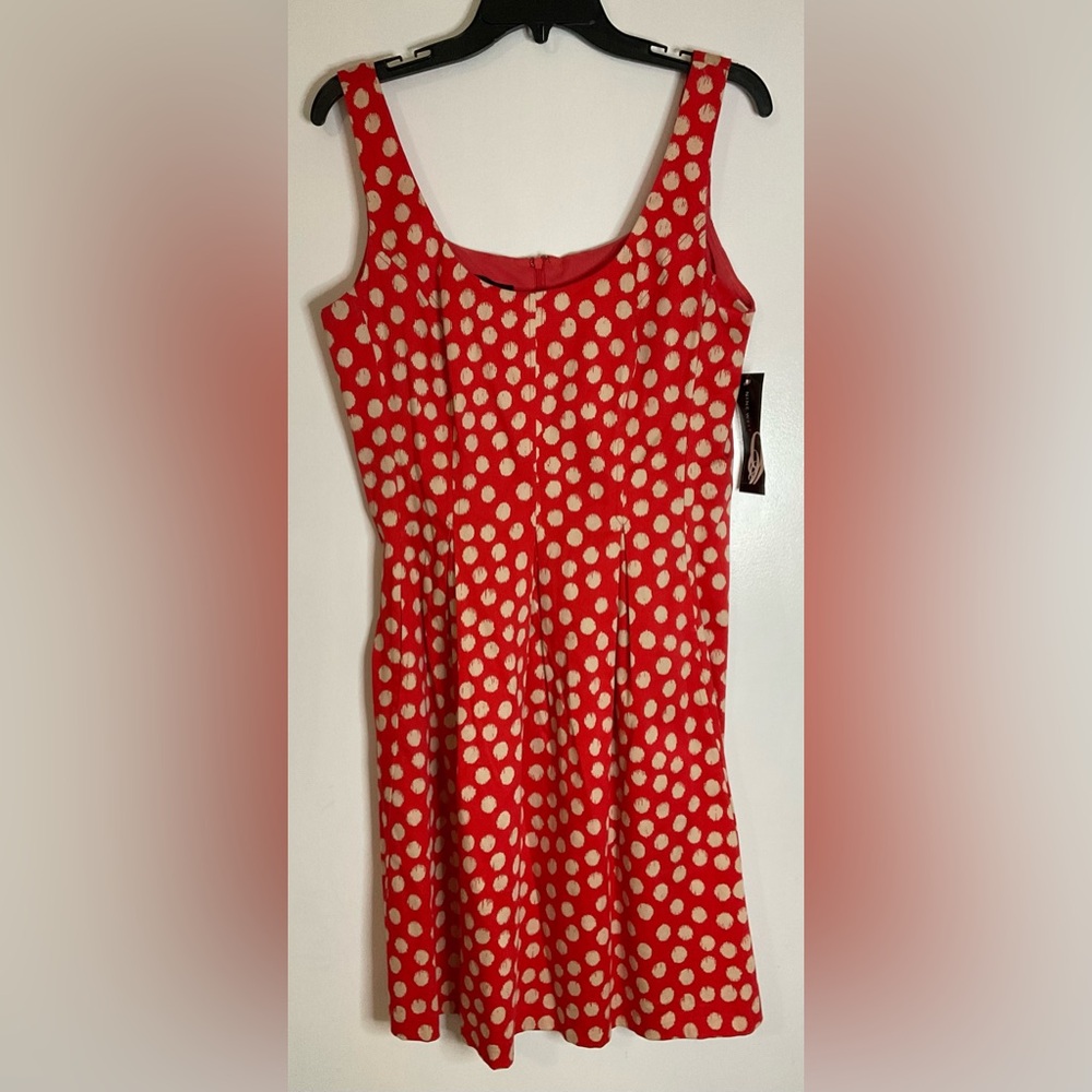 Nine West red white polkadot midi sleeveless dress size 12